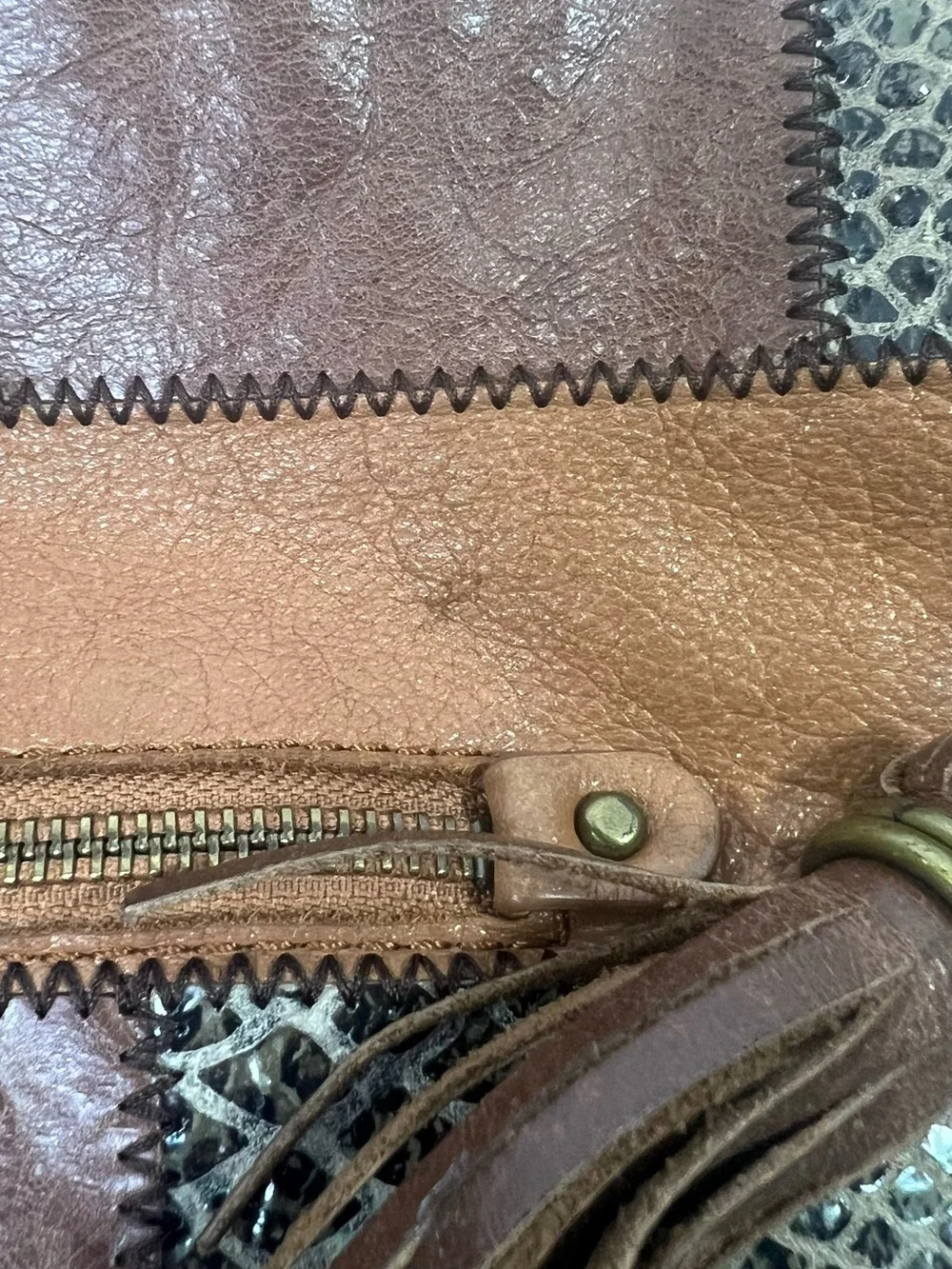 THE SAK Indio Boho Leather Patchwork Purse Hobo Shoulder Bag Braided